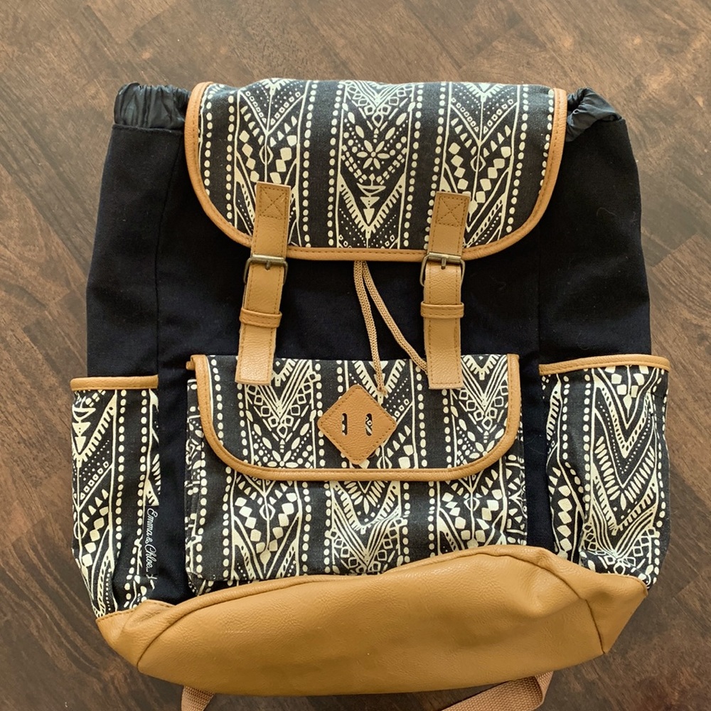 Super cute Boho cotton leather backpack
